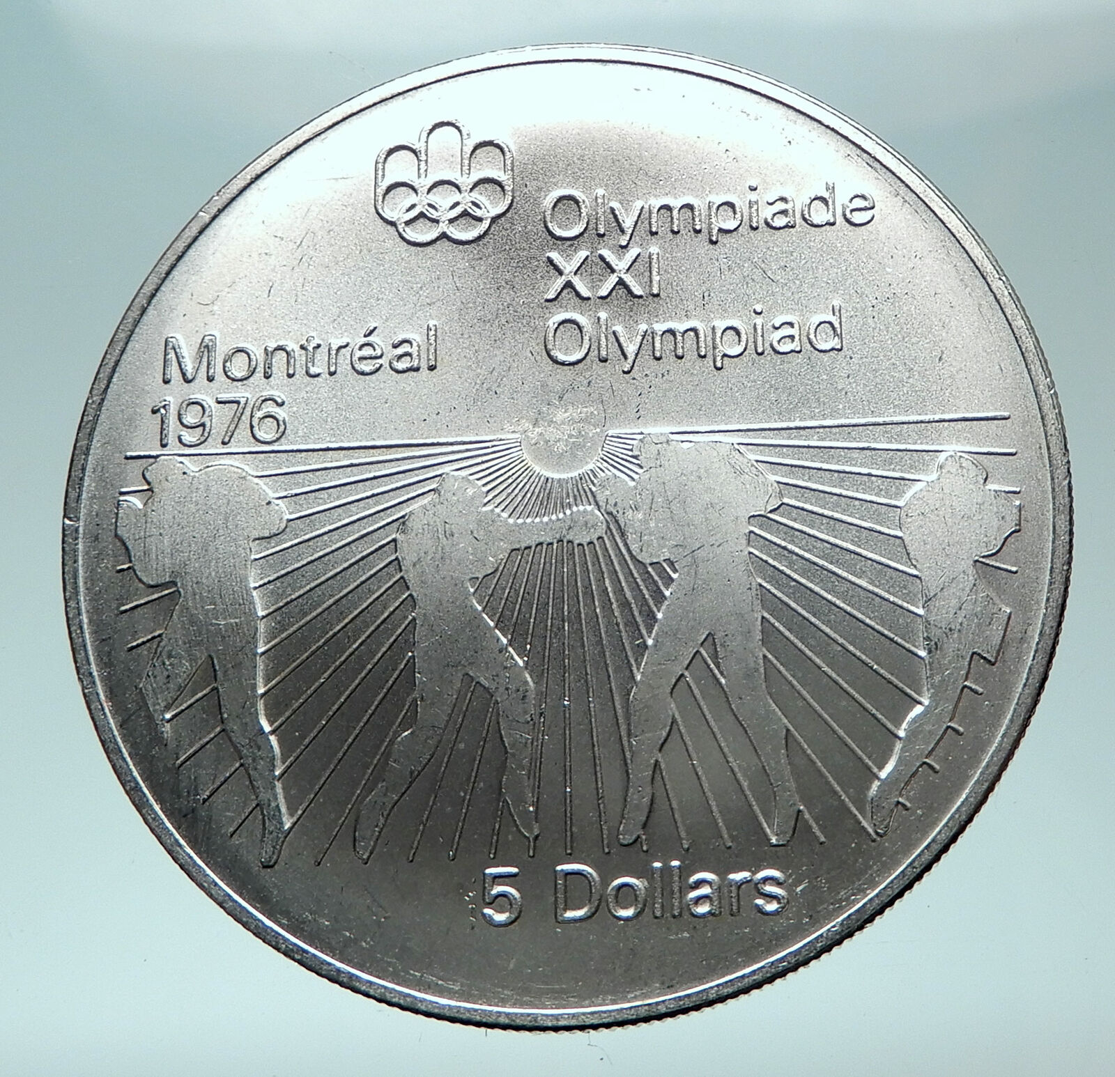 1976 CANADA Queen Elizabeth II Olympics Montreal Boxing Silver $5 Coin i82017