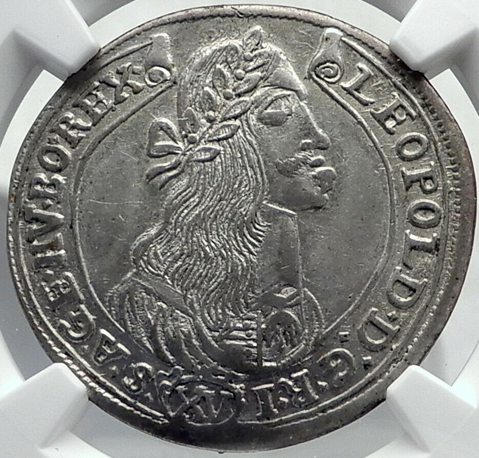 1675 HUNGARY under KING Leopold I Antique Silver Coin w MADONNA JESUS NGC i81943