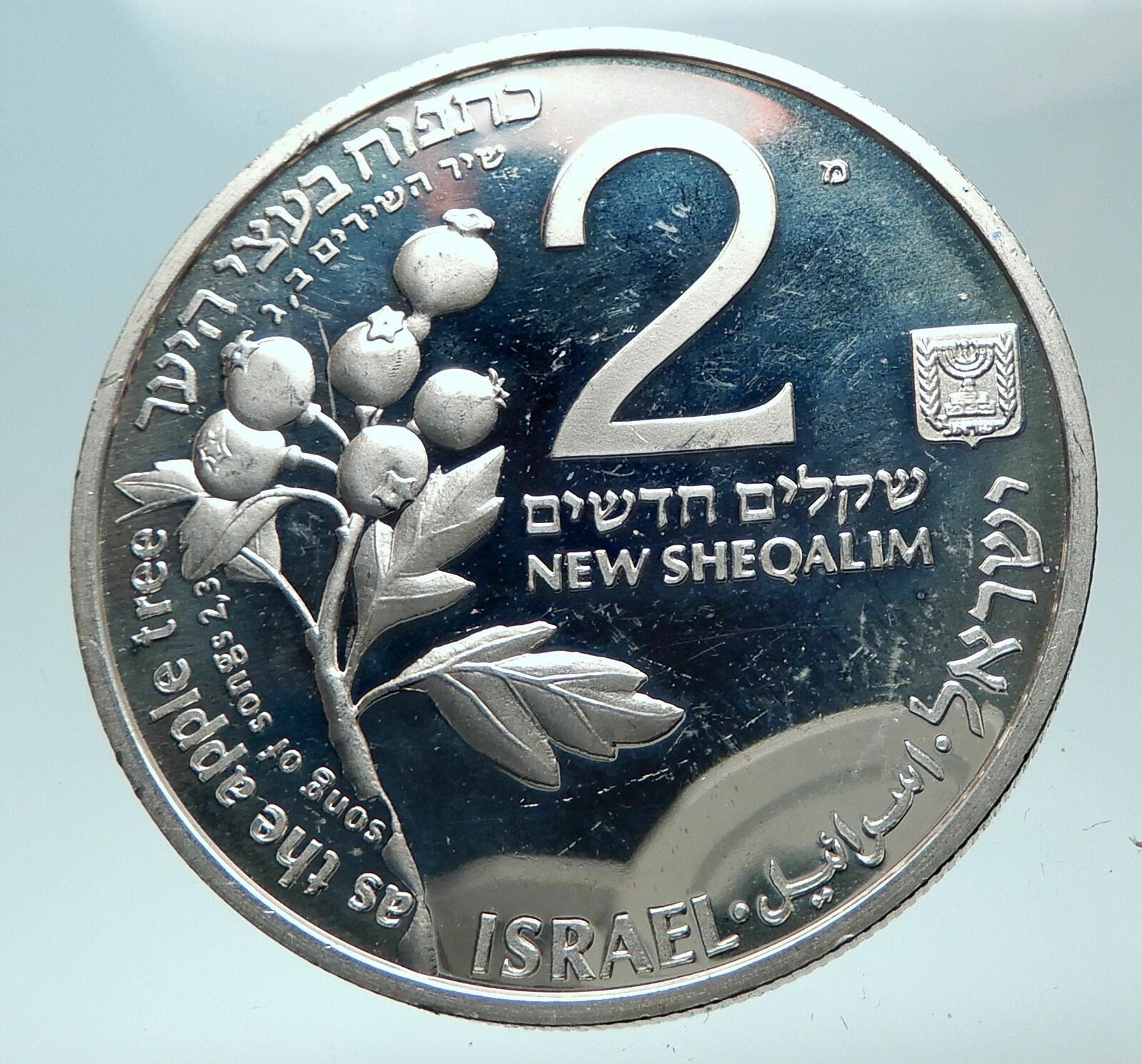 1993 ISRAEL Song of Songs DEER & APPLE TREE Proof Silver 2 Shekels Medal i82032