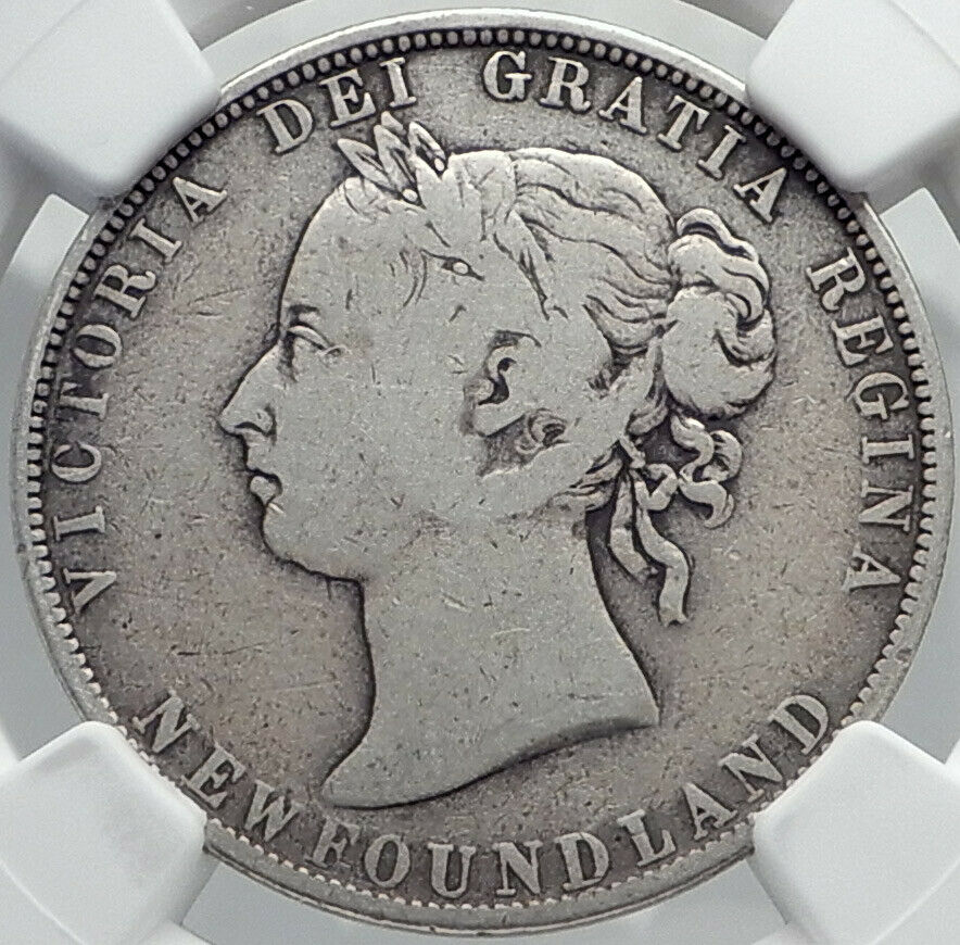 1899 CANADA NEWFOUNDLAND UK Queen VICTORIA Genuine Silver 50Cent Coin NGC i81981