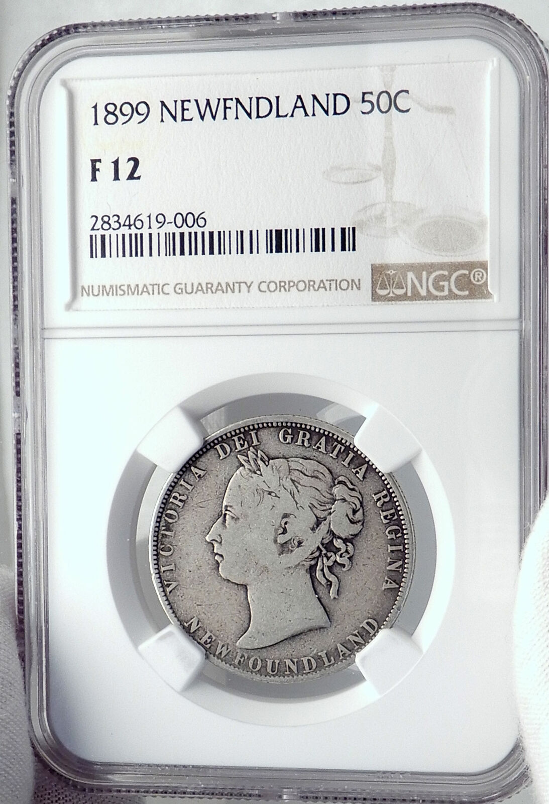 1899 CANADA NEWFOUNDLAND UK Queen VICTORIA Genuine Silver 50Cent Coin NGC i81981