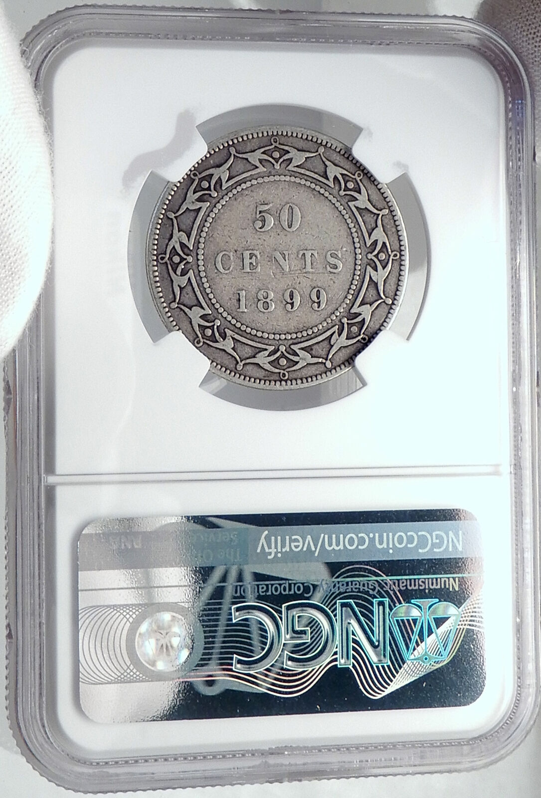 1899 CANADA NEWFOUNDLAND UK Queen VICTORIA Genuine Silver 50Cent Coin NGC i81981