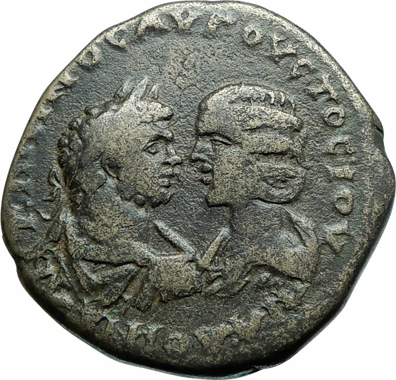 CARACALLA & JULIA DOMNA Marcianopolis Ancient 198AD Roman Coin TYCHE i79150