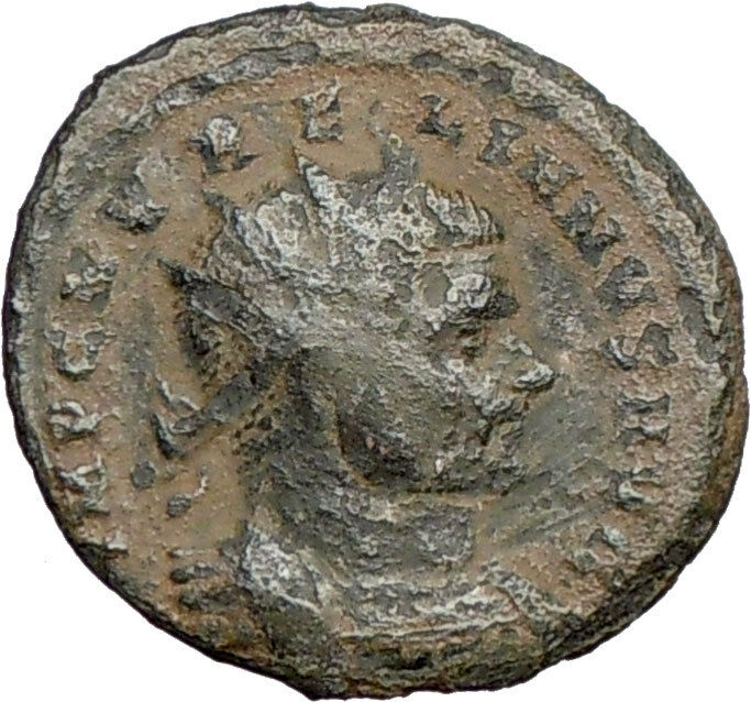 AURELIAN receiving wreath from woman 270AD Ancient Roman Coin i27281