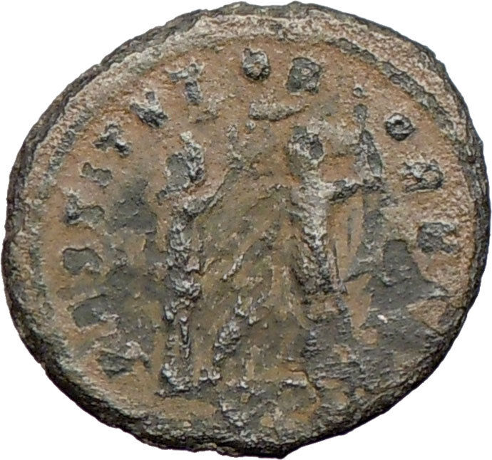 AURELIAN receiving wreath from woman 270AD Ancient Roman Coin i27281