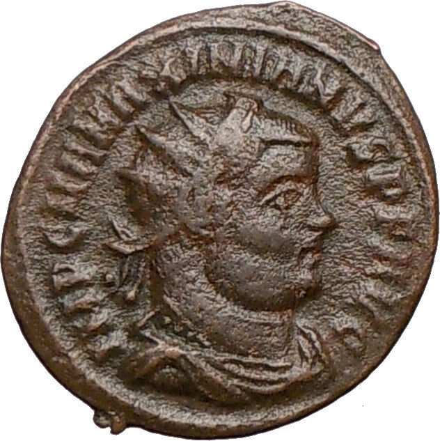 MAXIMIAN receiving Victory from Jupiter Zeus 295AD Ancient Roman Coin i24647