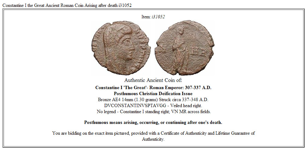 Constantine I the Great Ancient Roman Coin Arising after death i31052