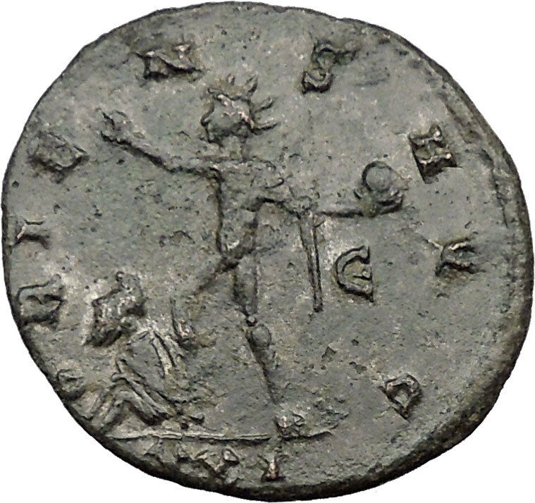 Aurelian 274AD Silvered Ancient Roman Coin Nude Sol Sun God w globe i31539