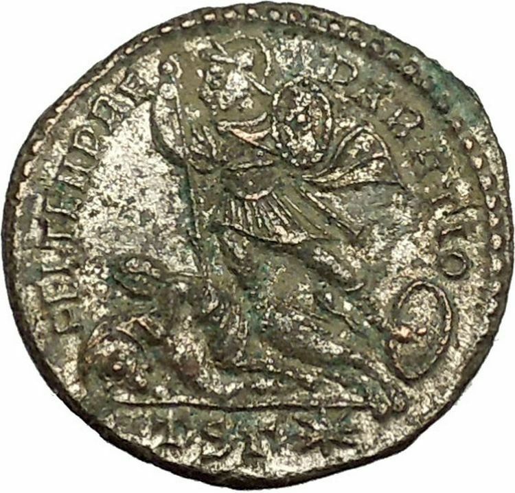 CONSTANTIUS II 348AD Silvered Bronze Ancient Roman Coin Battle Scene i39658 rare