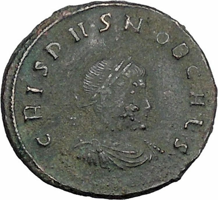 Crispus Roman Caesar with shield & spear 317AD Ancient Roman Coin i46815