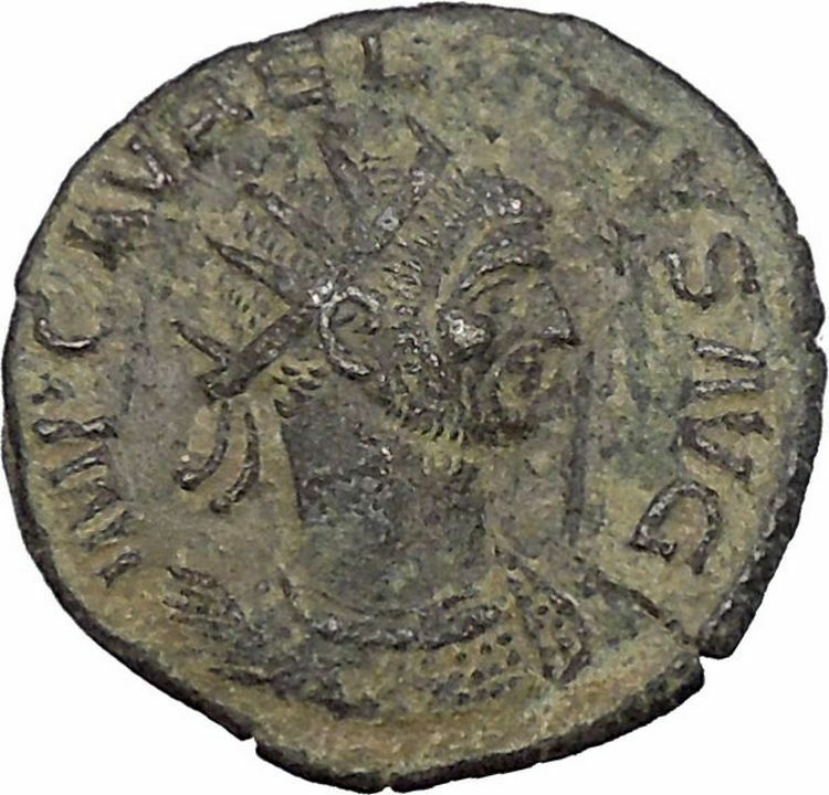 AURELIAN receiving wreath from woman 275AD Rare Ancient Roman Coin i46809