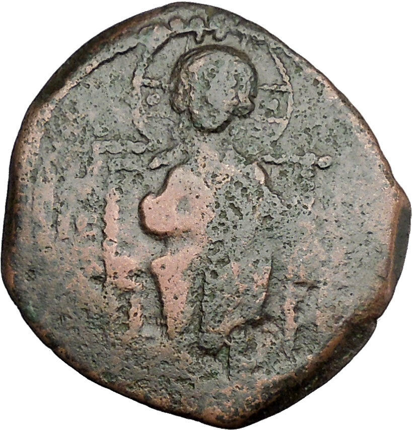 JESUS CHRIST Class D Anonymous Ancient 1042AD Byzantine Follis Coin i50117