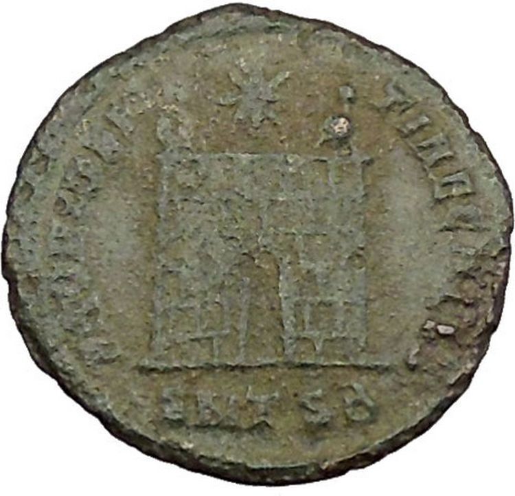 CONSTANTIUS II Constantine the Great son Roman Coin Military camp Gate i39404