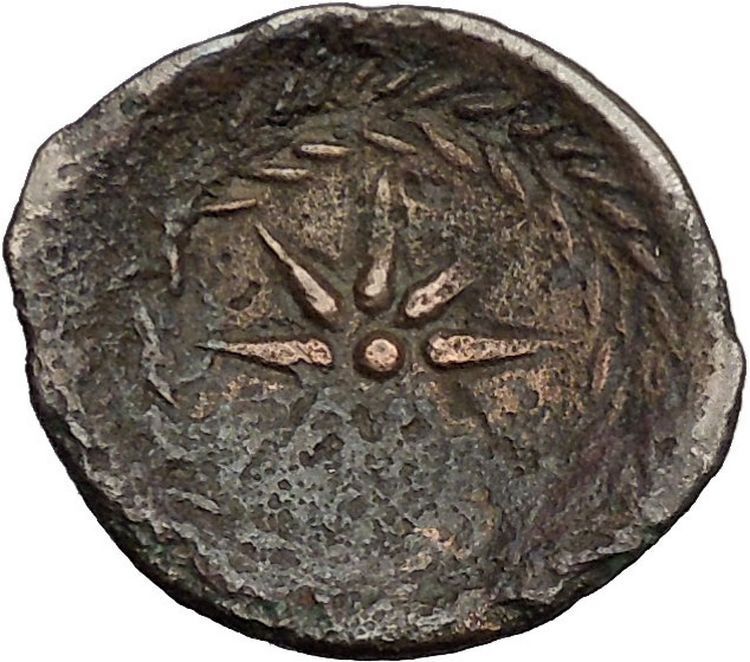 MALACA in SPAIN 2ndCenBC Hephaestus Vulcan Star Ancient Greek Coin i52693