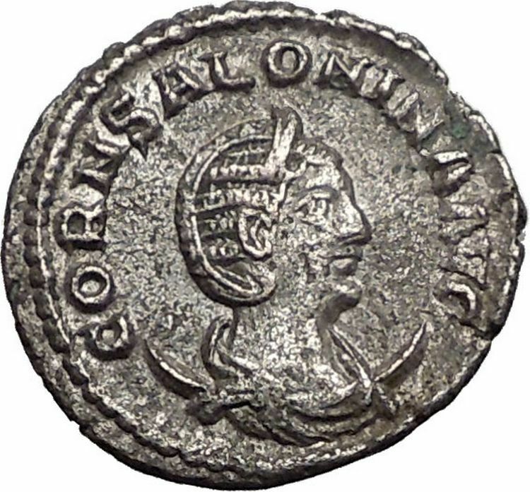 Salonina clasping hands with Gallienus Silver Rare Ancient Roman Coin i55730