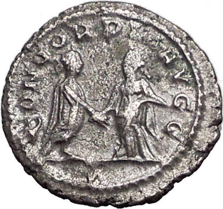 Salonina clasping hands with Gallienus Silver Rare Ancient Roman Coin i55730