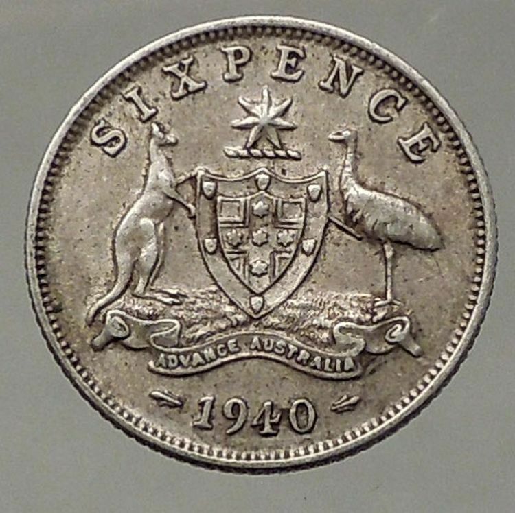 1940 AUSTRALIA - Sixpence SILVER Coin - UK King George VI Coat-of-Arms i57825