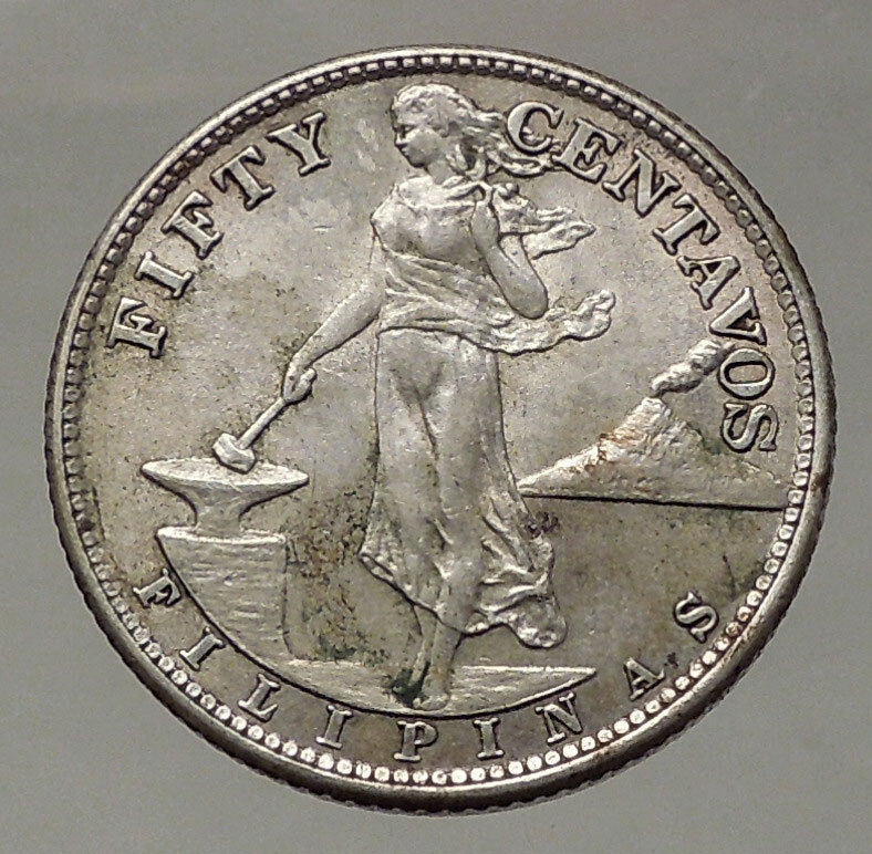 1944 S PHILIPPINES Fifty Centavos United States of America Silver Coin i57816