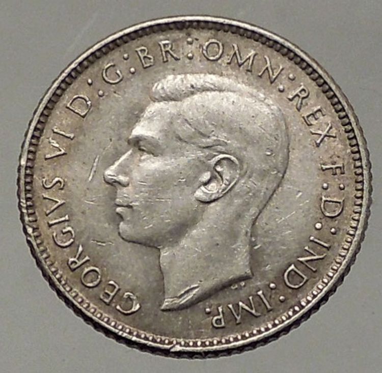 1943 D AUSTRALIA - Sixpence SILVER Coin - UK King George VI Coat-of-Arms i57840