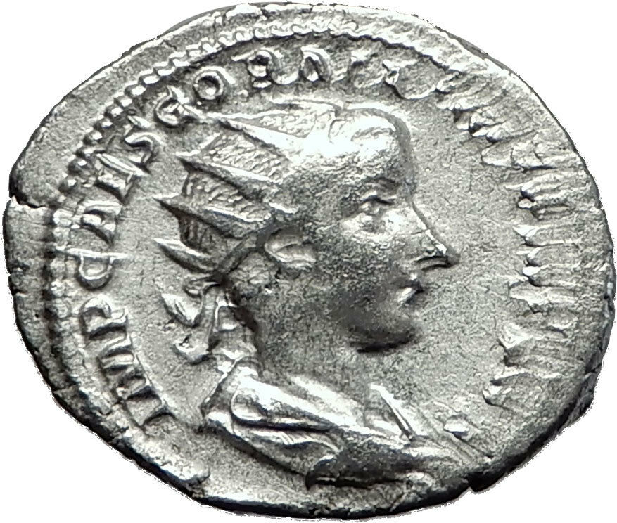 GORDIAN III 240AD Rome Authentic Original Ancient Silver Roman Coin Altar i59040