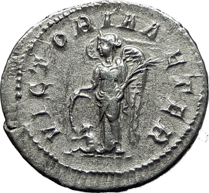 GORDIAN III 243AD Authentic Original Ancient Silver Roman Coin Victory i59002