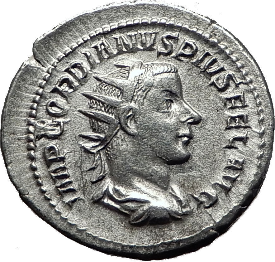 GORDIAN III 243AD Authentic Original Ancient Silver Roman Coin Victory i59002