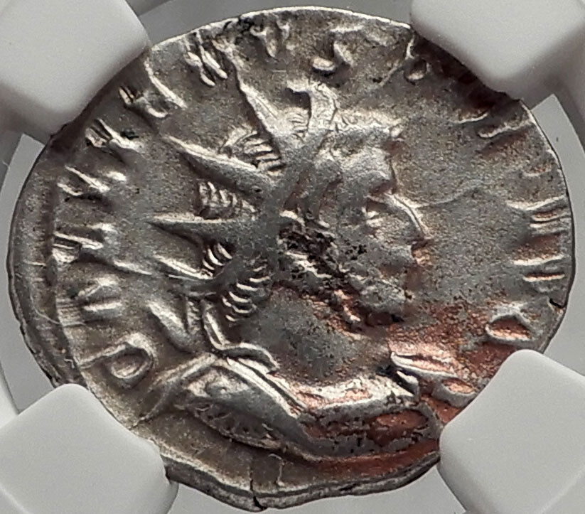 GALLIENUS with SPEAR & Standard 258AD COLOGNE Ancient Silver Roman Coin i61983