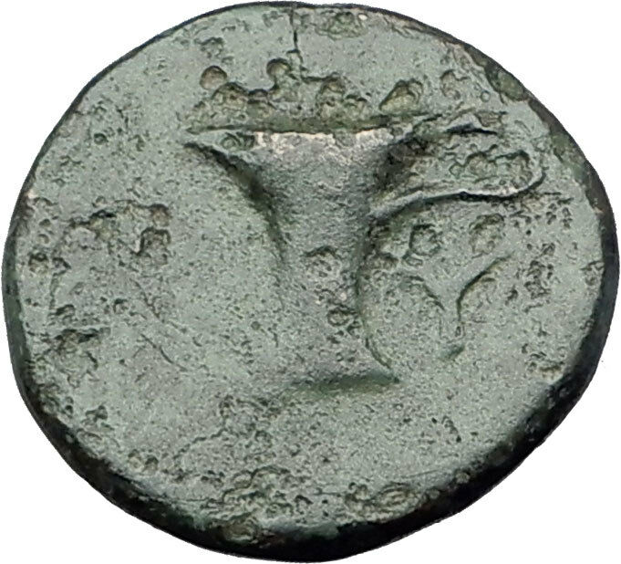 KYME in AEOLIS Original 350BC Authentic Ancient Greek Coin EAGLE & VASE i63061