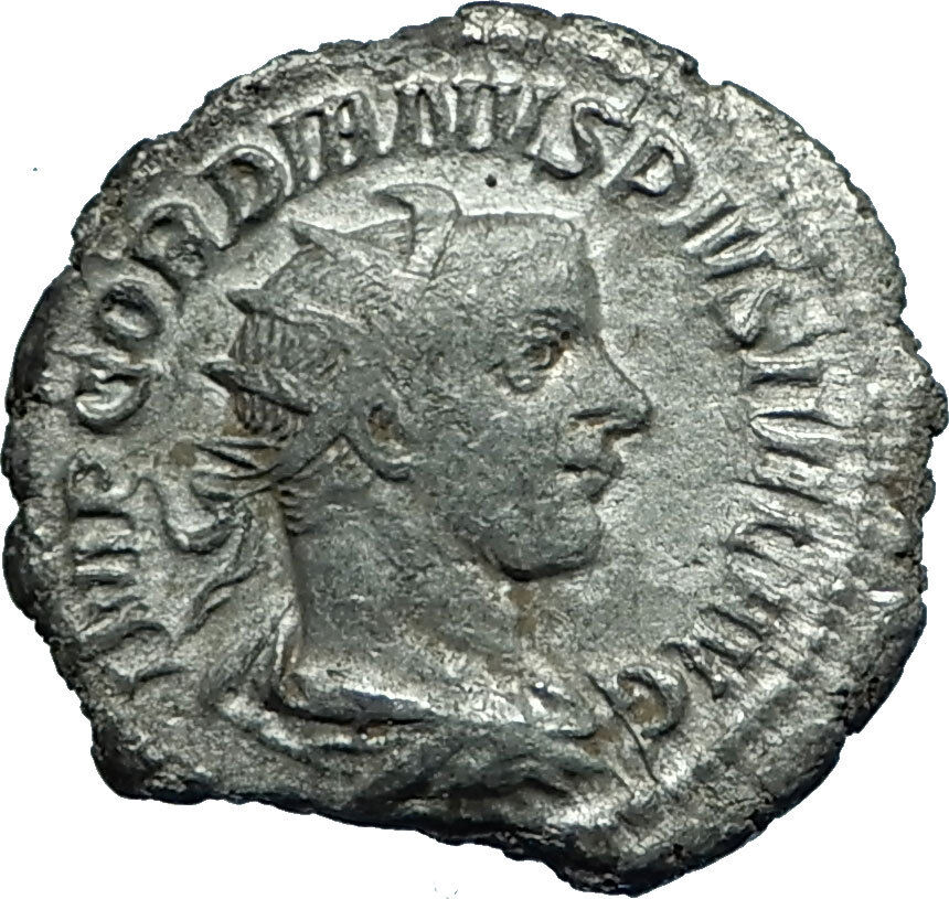 GORDIAN III 242AD Antioch Authentic Ancient Silver Roman Coin w FORTUNA i66114