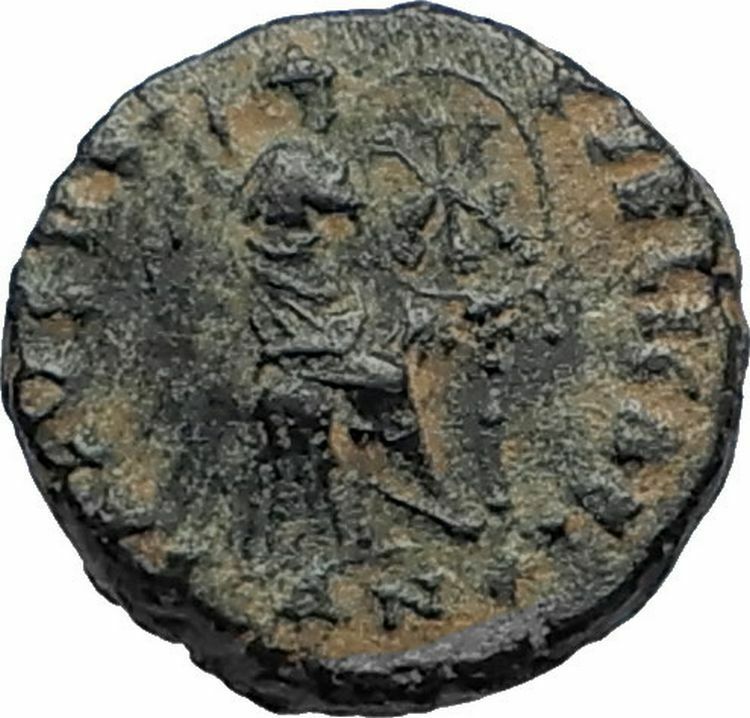 AELIA FLACILLA Theodosius I Wife 383AD Ancient Roman Coin VICTORY CHI-RHO i67473