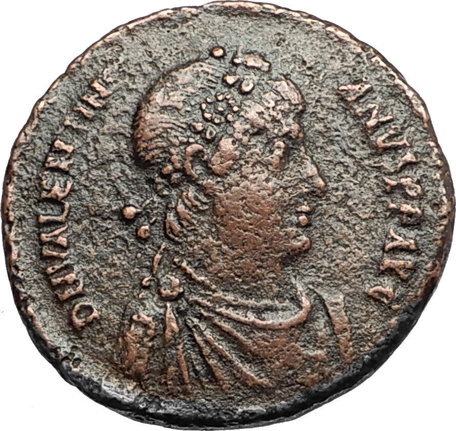 VALENTINIAN II w Labarum and Captive Authentic Ancient 383AD Roman Coin i67746