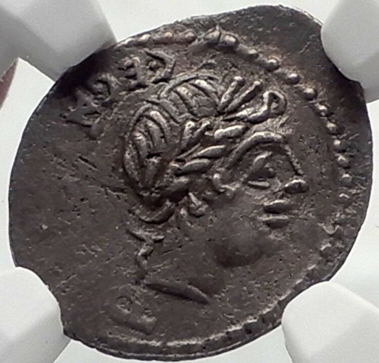 Roman Republic Ancient Silver Coin of Rome APOLLO TROPHY Quinarius NGC i70174