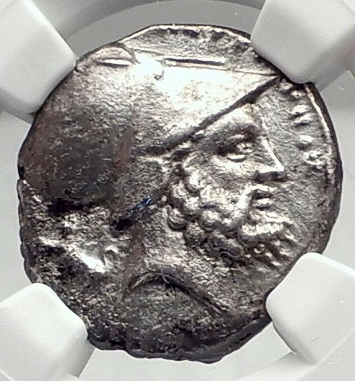 METAPONTION Metapontum in LUCANIA Silver 340BC Greek Coin w LEUKIPPOS NGC i72345