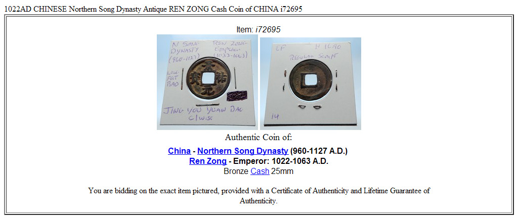 1022AD CHINESE Northern Song Dynasty Antique REN ZONG Cash Coin of CHINA i72695