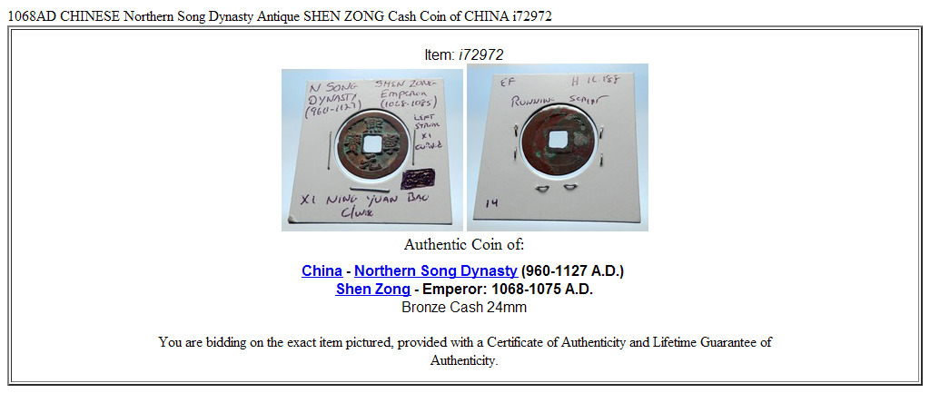 1068AD CHINESE Northern Song Dynasty Antique SHEN ZONG Cash Coin of CHINA i72972