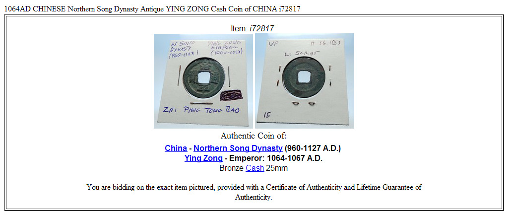 1064AD CHINESE Northern Song Dynasty Antique YING ZONG Cash Coin of CHINA i72817