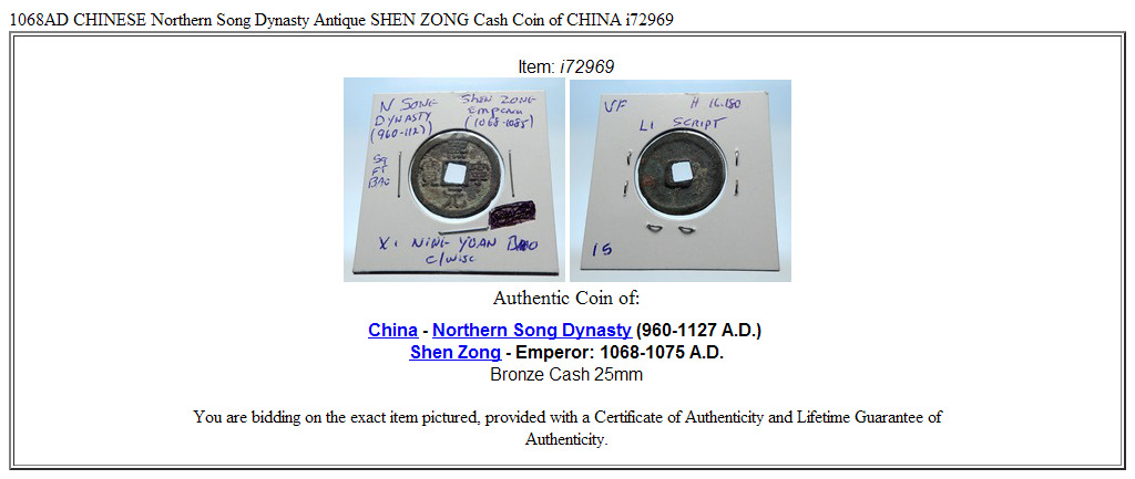 1068AD CHINESE Northern Song Dynasty Antique SHEN ZONG Cash Coin of CHINA i72969