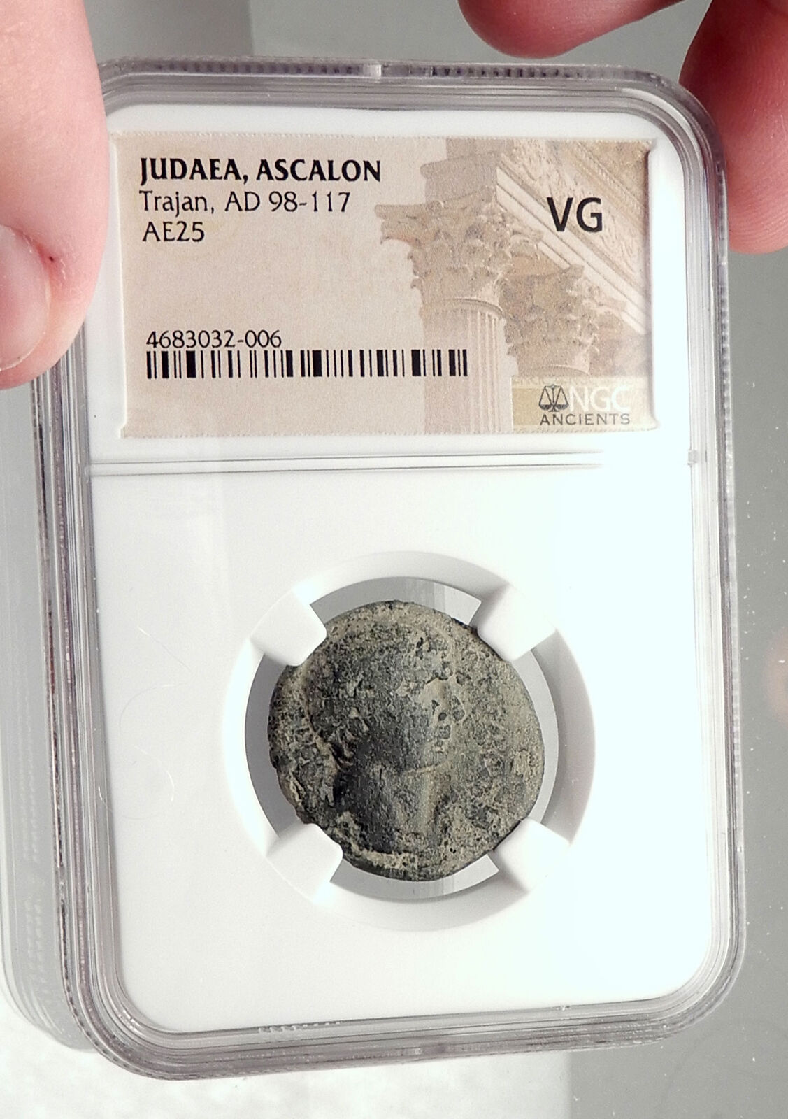 TRAJAN Authentic Ancient ASCALON in Judaea Rare Roman Coin NGC Certified i72857