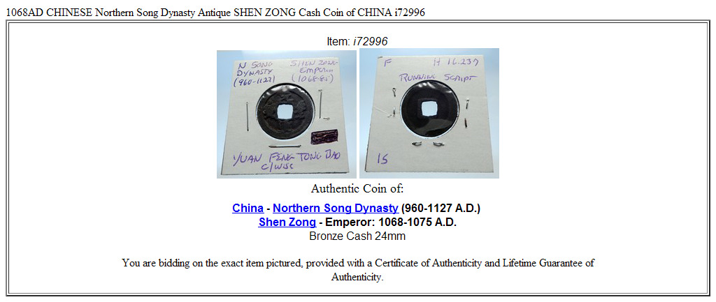 1068AD CHINESE Northern Song Dynasty Antique SHEN ZONG Cash Coin of CHINA i72996