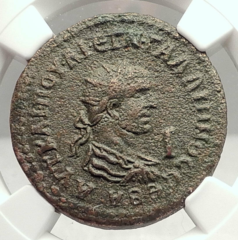 GALLIENUS 253AD Side Pamphylia Authentic Ancient Roman Coin TYCHE NGC i72916