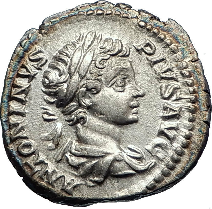 CARACALLA with spear, globe 201AD Rome Silver Ancient Roman Coin i73183