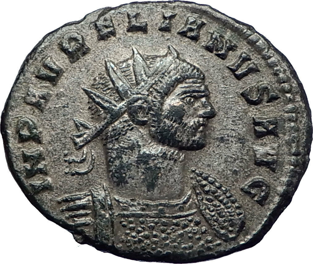 AURELIAN 272AD Authentic Silvered Ancient Roman Coin JUPITER w globe i73392