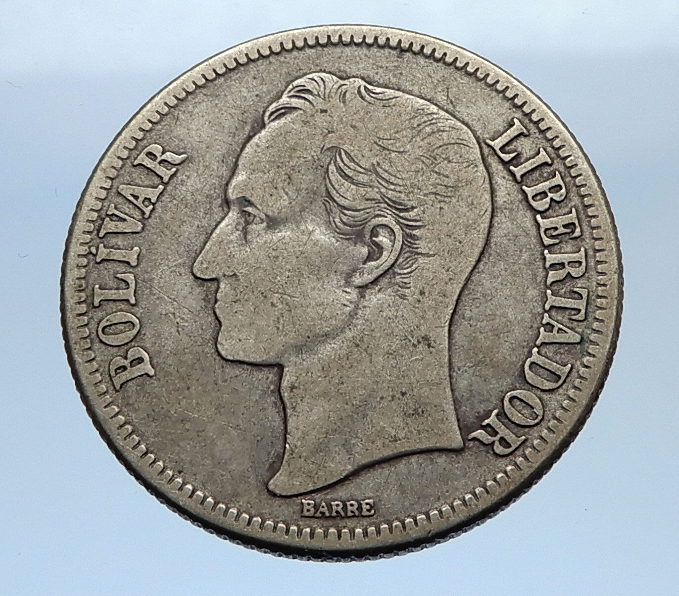 1945 Freemason President Simon Bolivar VENEZUELA Founder Silver Coin i69343
