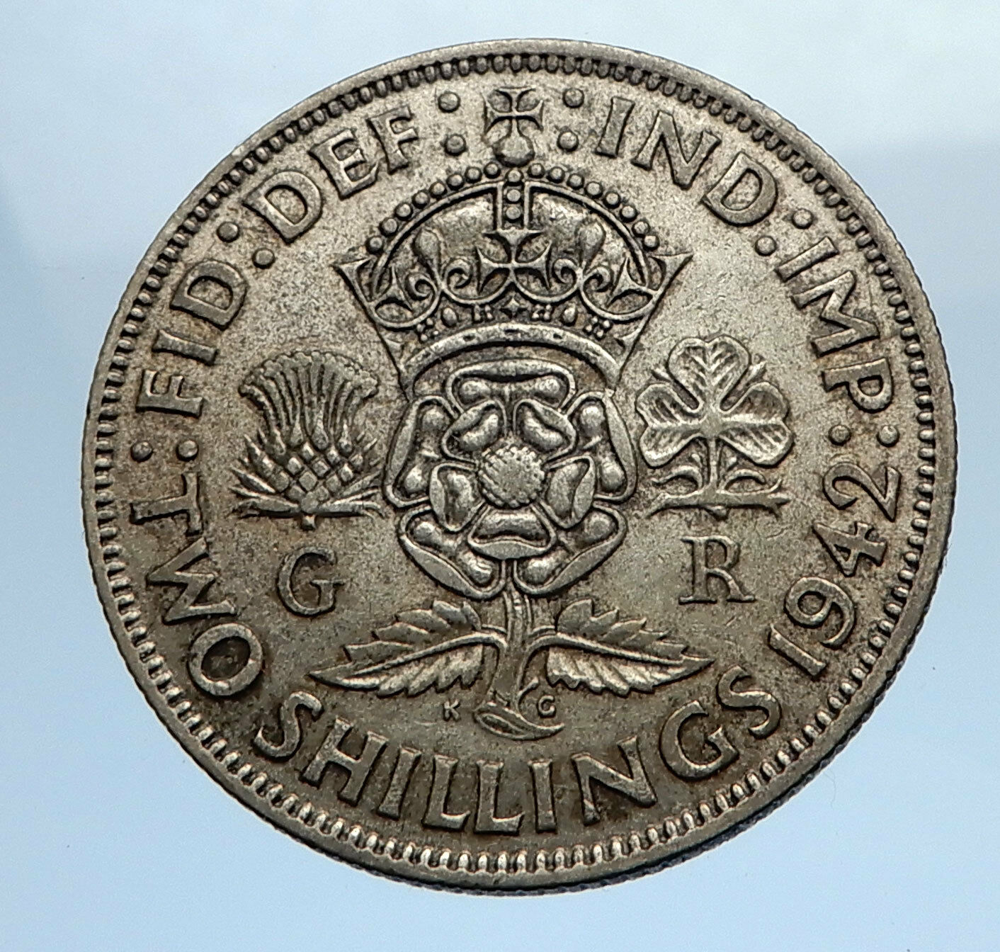 1942 United Kingdom Great Britain GEORGE VI Silver Florin 2Shillings Coin i69749