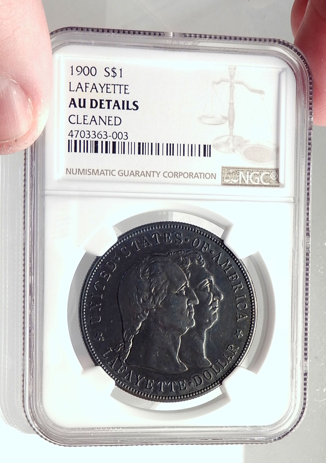 1900 French US Revolutionary War HERO LAFAYETTE Silver Dollar Coin NGC i73346