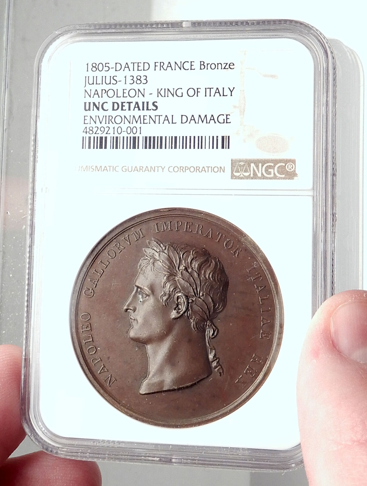 1805 FRANCE Napoleon Bonaparte as ITALY KING at MILAN French Medal NGC i73475