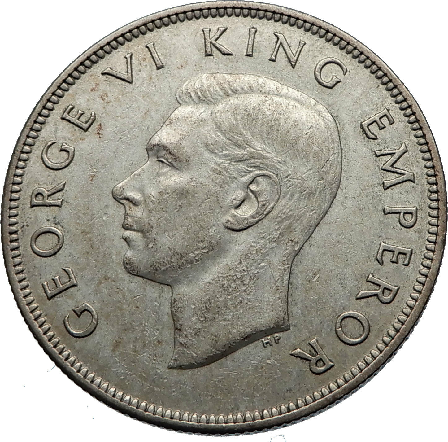 1942 NEW ZEALAND under UK King George VI Silver 1/2 Crown Coin Shield i71869