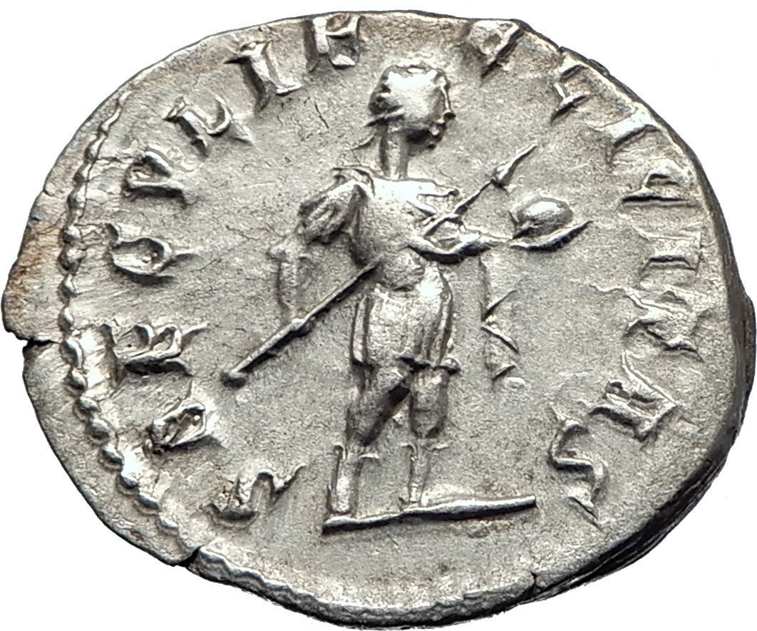 GORDIAN III w spear and globe 242AD Authentic Silver Ancient Roman Coin i73546