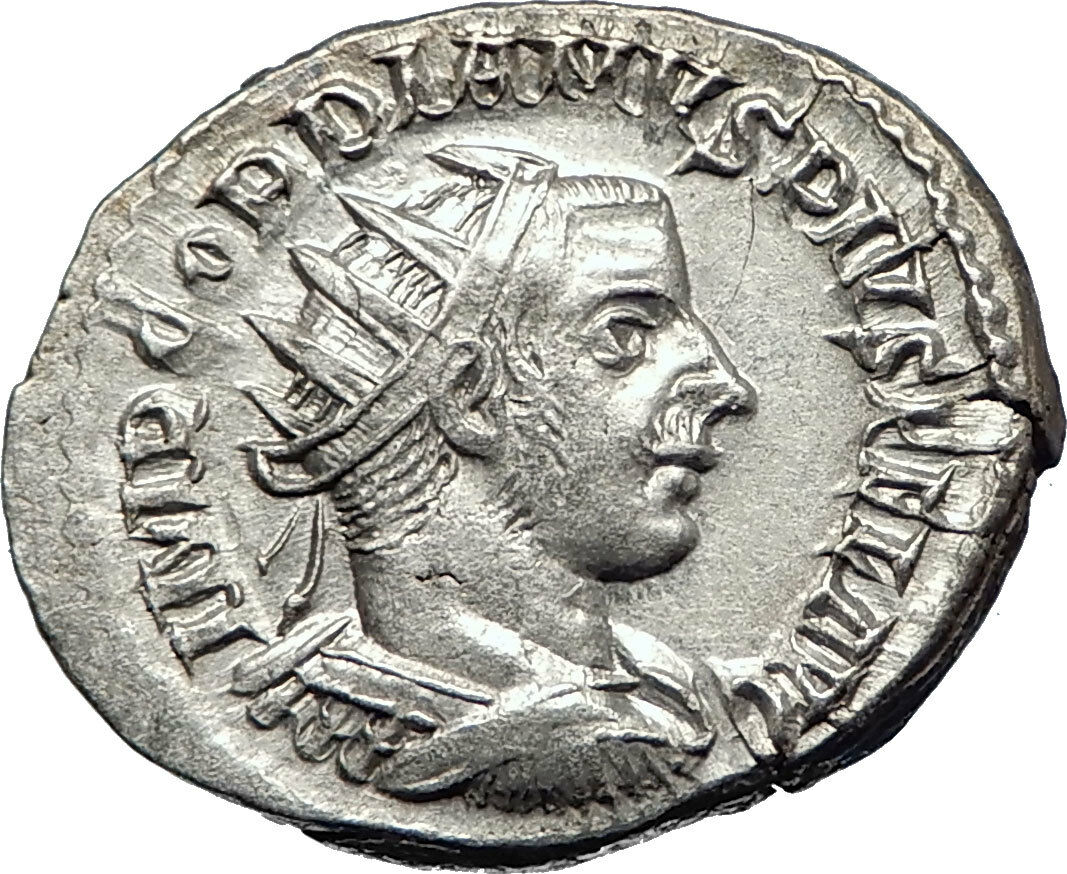 GORDIAN III w spear and globe 242AD Authentic Silver Ancient Roman Coin i73546