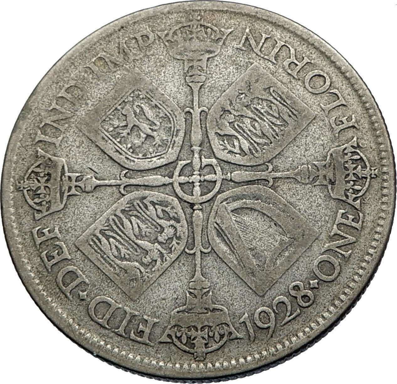 1928 United Kingdom Great Britain GEORGE V Silver Florin 2 Shillings Coin i71949